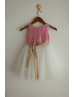 Pink Sequin Ivory Tulle Flower Girl Dress